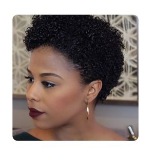 short cut kinky curl soft brazilian African Americ hairstyle black wigs Simulation Human Hair afro curly full wig for lady