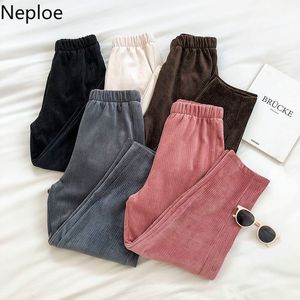 Neploe Winter Roupas Sweatpants Corean Elastic Cintura Sólida Calças Casuais Streetwear Loose Plus Velvet Calças Retas 210422