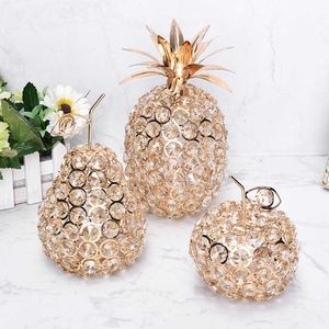 Europe Crystal Apple Pear Pineapple Crafts Creative Fruits Miniature Figurines Tabletop Ornaments Home Decoration Accessories