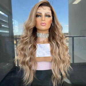 13x4lace frontal wig Glueless Long Super Wavy Ash Blonde Color 180Density Brazilian Remy Human Hair Wigs Highlight 13x6 Lace Front Preplucked Hairline full lacewig