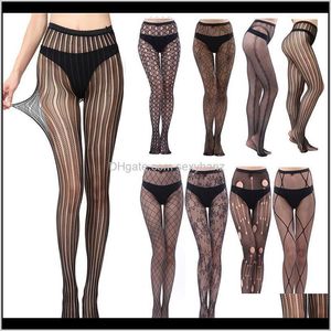 Meias Hosiery Womens Underwear Vestuário entrega 2021 12 pcs moda mulheres ultrathin oco out meia-calça sexo feminino sólido preto h preto