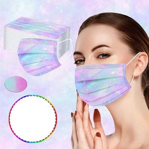 2021 Vuxen Engångsstjärnor Sky Printing Mask Non-Woven Melt Blown Tyg Tre-Layer Anti-Damm och Vindtäta Masker