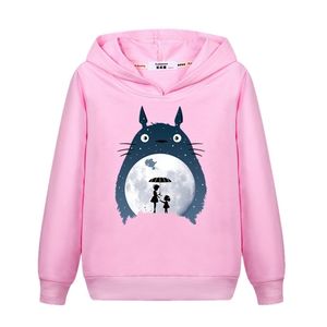 Tjejs Totoro Casual Sweatshirt Långärmad Fall Vinter Hoodie Kids Fashion Cartoon Pullover Cotton Coat 211111