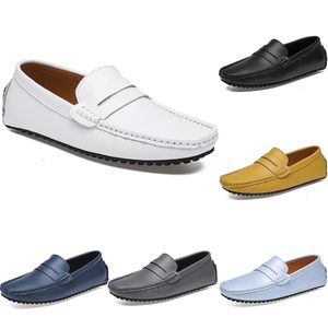 leather peas men's casual driving shoes soft sole fashion black navy white blue silver yellow grey footwear all-match lazy cross-border 38-46 color121