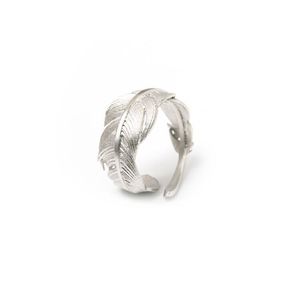 Vintage 925 Sterling Silver Feather Er￶ffnungsband Ringe Verstellbare Gr￶￟e Fingerschmuck f￼r Frauen M￤dchen