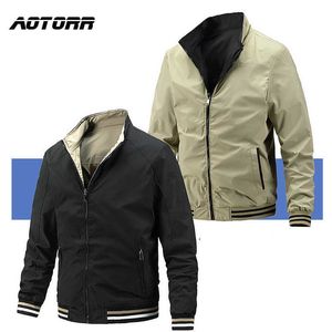 Militärische taktische Männer Flug Bomberjacke Baseball doppelseitige Mantel Pilot Air Force Mann Herbst Outwear Reißverschluss dünne Windjacke 211011