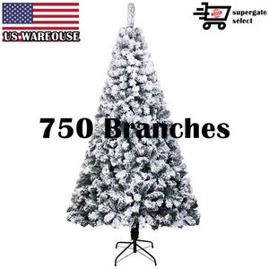 USA Stock 6ft PVC Flocking Julgran 750 Grenar Automatisk Tree