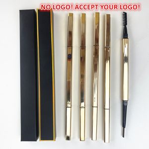 Gold Tube Eyebrow Pencil Waterproof Sweat proof Triangular Rotatin Custimized Eyebrows Pen Double Headband Eye Brow Enhancers tool