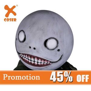 X-Costume Nier: Automata Emil Mask Grå Latex Mask Head Hood Grå Mask för Halloween Cosplay Hög kvalitet T200509