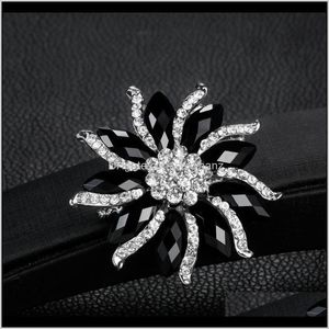 Pins Business Black Flower Crystal Wedding Bouquet Brooch Women Dress Suits Brooches Fashion Jewelry Will And Sandy Gift Jxxnl Qhjs0