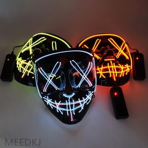 Party Decoration 1pcs Halloween Creative EL Luminous Mask, Black Cold Light KTV Dance (without Battery)