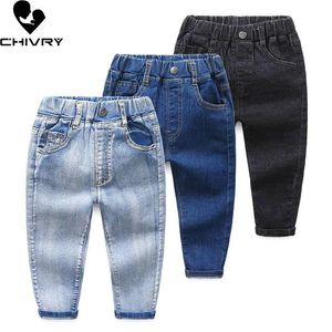 Jeans 2021 crianças moda sólida calças compridas calças meninos clássico denim bebê outono roupas de inverno por 2-8 anos