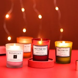 아로마 테라피 양초 낭만적 인 생일 냄새가 나는 촛불 크리 에이 티브 기념품 발렌타인 데이 15 맛 사용자 지정 레이블 홈 장식 HH21-365