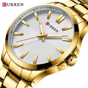Herrenuhren Top-Marke Luxus Edelstahlbanduhr für Männer Curren Armbanduhr Modegeschäft Quarzuhr Mann Wasserdicht Q0524