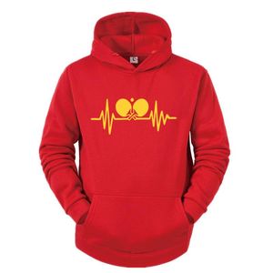 Mäns Hoodies Sweatshirts Vinterbord Tennis Heartbeat Men Print O-Neck Långärmad Bomull Casual Loose Stora Hoodie Top