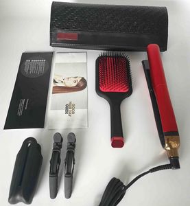 High quality PLATINUM+ Hair Straighteners brush sets Professional Styler Flat Straightener Styling tool Red set on Sale