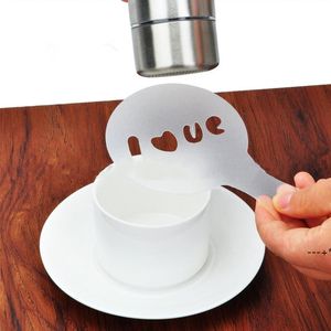 NEW16Pcs / Lot Plastica Fantasia Caffè Decorazione Stencil Schiuma di latte Decorazione torta Stampo Barista Cappuccino Modello di stampa Spray RRD12799