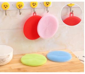 Cozinha multifuncional Escova de lavar louça Silicone seguro não-vara material oleoso toxas de isolamento térmico almofadas coasters escovas potes rrf8341