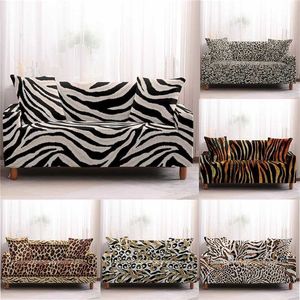 Leopard Drukuj rozciąganie Sofa Sliplovers Elastic Wrap Kanapa All-inclusive Couch Pokrywa do salonu 1/2/4/4 Seter L Shape 211116