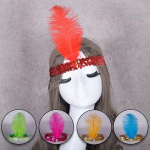 Forniture per festival Fascia per capelli con piume Copricapo con paillettes Flapper divertente Costume Fascia per capelli Accessori per capelli