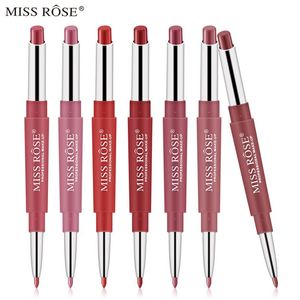 MISS ROSE double head matte waterproof lipstick lip liner 10 colors for option Automatic rotation multi-function 120pcs/lot DHL