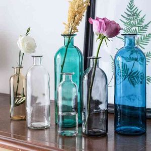 Vaso de vidro casa decoração sala decoração cristal flor pote moderno planta hidropônica europeu estilo fresco para decoração de casamento 210409