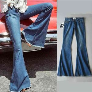Frühlingsankunft Washed Flare Jeans Damen 5 Farben erhältlich Skinny Woman Soft kostenlos 210527