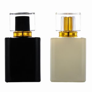 Newwholesale High End Square Perfume Atomizer Garrafa ml Preto e Branco Vidro Fine Mist Spray Garrafas Portátil B3