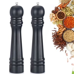 Trä Salt Pepper Mill Shaker Spice Grinder Handhållen Keramik Keramiska Kök BBQ Tools 210611