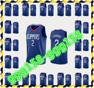 Jersey Print Mäns Kvinnor Kids Alla spelare Paul George Kawhi Leonard Lou Williams Montrezl Harrell Blue Basketball Jerseys Uniform