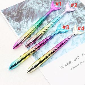 Creative stationery cartoon Party Favor mermaid shape favors ballpoint pen UV plating gradient colorful beautiful fish tail gift pens Office Supplies