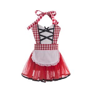 Little Red Riding Hood Cosplay Costume Dla Dzieci Sukienka Halloween Karnawał Fantasia Party Girls Fancy Dress Children Party G1026