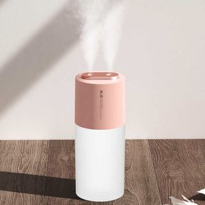 400ml Dual Sprayer Air Luftfuktare 2000MAH USB Uppladdningsbar trådlös Ultraljud Aroma Vattendimma Diffusor Ljus Umidificador 210724