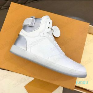 Klasyczne Hi-Top Sneakers Męskie Designer 2021SS Buty o wysokim górnym Buty Monogramy Płótno Skóra Tłoczona Niski Platforma Pokaż Party Wedding White