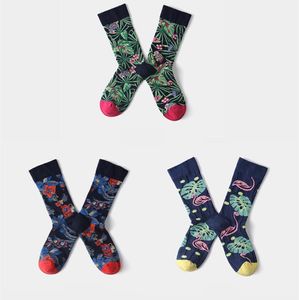 Yuppie hip hop socks oil painting graffiti Cotton autumn winter personalized creative skateboard design tropical plants a riot of colour Moonlight in lotus pond