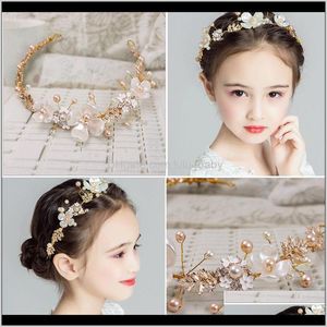 Biżuteria Drop dostarczenie 2021 Baby Luksusowy Pearl Headbands Dziewczyna Pasmo Ślubne