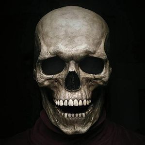 Halloween Full Head Skull Mask Hjälm med rörlig käft Hela realistiska utseende Vuxen Latex 3D-skelett Skrämmande part Masks VT2435