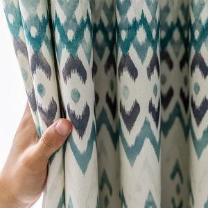 Moderna gardiner för vardagsrum Matsal Bedroom Bohemian Style Wave Printing Färdig fönster Gardin Drapes