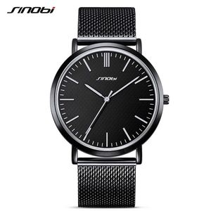 Sinobiファッションクォーツ時計ビジネスメンズウォッチ高級防水スチール腕時計ユニセックス超薄い腕時計時計Reloj Hombre Q0524
