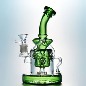 Tornado Recycler Hookahs Base Heady Base de Vidro Bongo Chuveiro Pérola Tubulação de Água 14mm Junção Feminina Klein Bent Pescoço com tigela