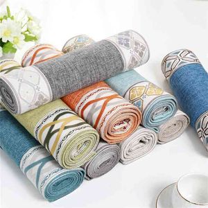 Nordic Cotton and Linen Table Runner Modern Geometric Pattern Cloth European s for Wedding Decoration 210709
