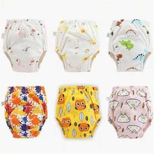4pc/Lot Baby Cotton Training Pants Panties Waterproof Cloth Diapers Reusable Toolder Nappies Diaper Baby Underwear 211028