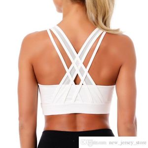 Egna märke Kvinnors Vit Sport Vest Cross-Samla Skönhet Back Sports Bra Moisture Wicking Running Yoga Underkläder Fitness Bra Underkläder