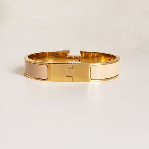 Klassisches H-Armband, 18 Karat Gold, Armreif für Herren, Emaille-Armband, Herren-Damen-Manschettenarmband, Liebhaber-Armband, 12 mm breit, mit Geschenktüte