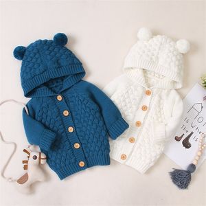 Baby Sweaters Toddler Infant Boys Girls Knitted Outfit Clothes Cute Kid Baby Hooded With Ear Winter Warm Cardigan Coat Outerwear 1419 B3