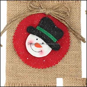 Dekorationer Festivet Party Supplies Garden Chuangda Produkt - Vinflaska Set Santa Claus Snowman Deer Jul Heminredning 203 Drop d