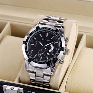 Sichu1-Sports Men's Watch Steel Band Calendar Waterproof Concept Non-mechanical Quartz Korean Fashion Trend