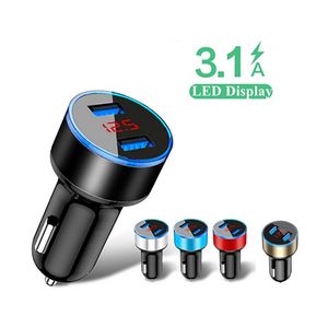 Wholesale cigarette lighter chargers usb for sale - Group buy 3 A Car Chargers LED Dual USB QC Fast Phone Charge Adapter For All Types Phone Charger Cigarette Lighter Cars Accessories