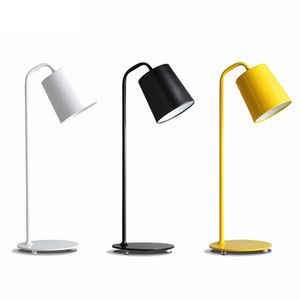 Modern minimalist black white yellow table lamp Living room bedroom bedside LED personality wrought iron desk light