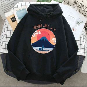 Man Hoodies Mount Fuji Japan Fujisan Japanese Vintage Sweatshirts Autumn Winter Fleece Pockets Hooded Pullover Long Sleeve Hoody H0909
